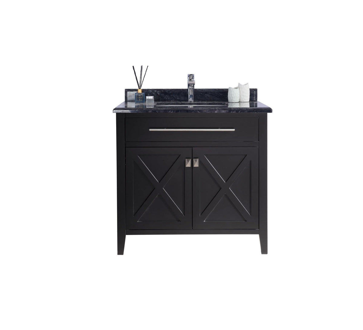 Laviva Wimbledon - 36 - Espresso Cabinet Black Wood Marble Countertop