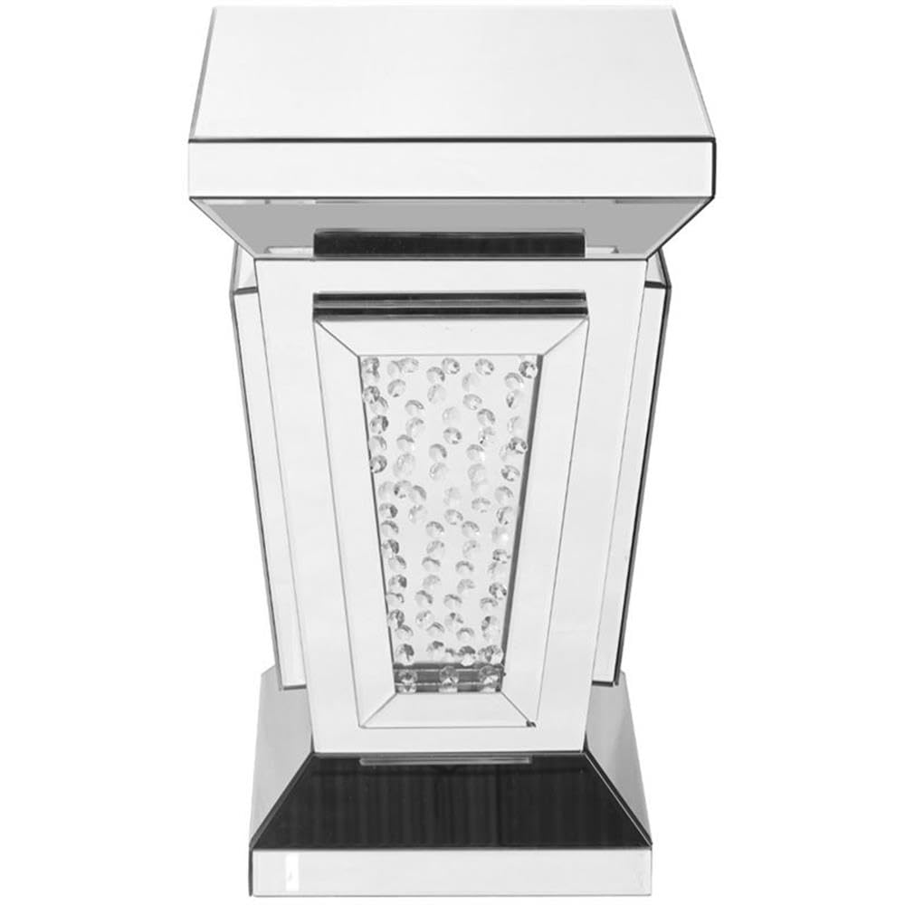 Elegant Decor Modern 24&quot; Clear Crystal Mirrored Accent Pedestal End Table