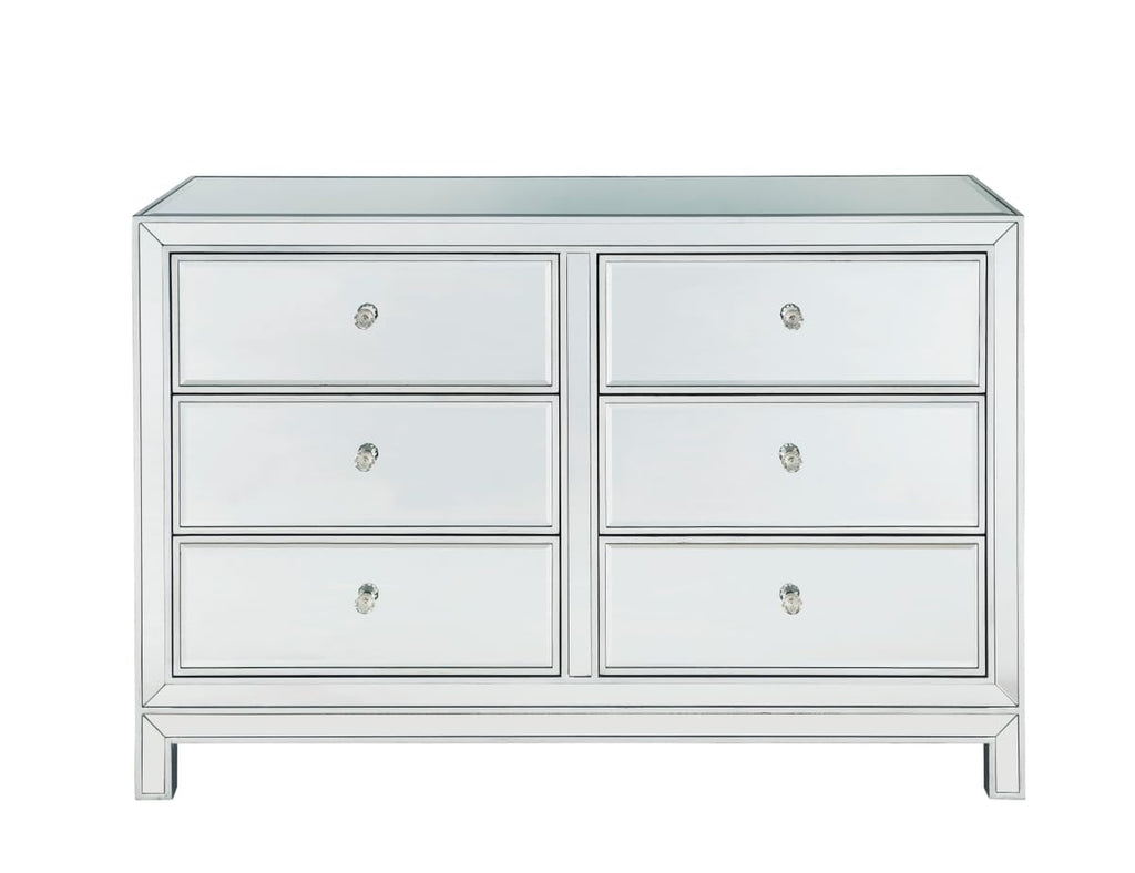 Elegant Decor Dresser 6 Drawers 48in. W x 18in. Din. x 32in. H in Antique Silver Paint