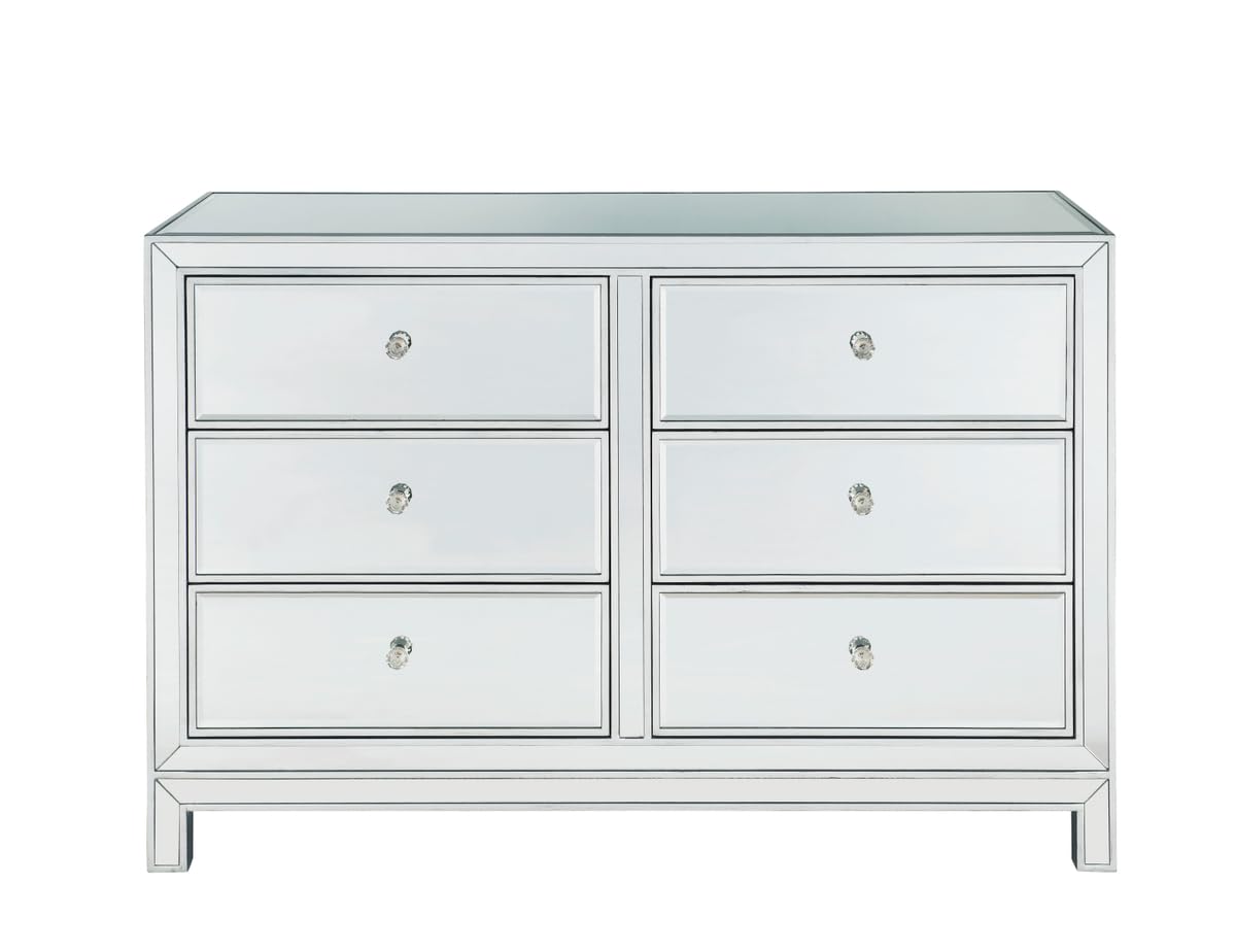 Elegant Decor Dresser 6 Drawers 48in. W x 18in. Din. x 32in. H in Antique Silver Paint