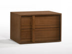HomeRoots Veneer, Solid Wood Modern Walnut Nightstand with Two Integrated Drawers