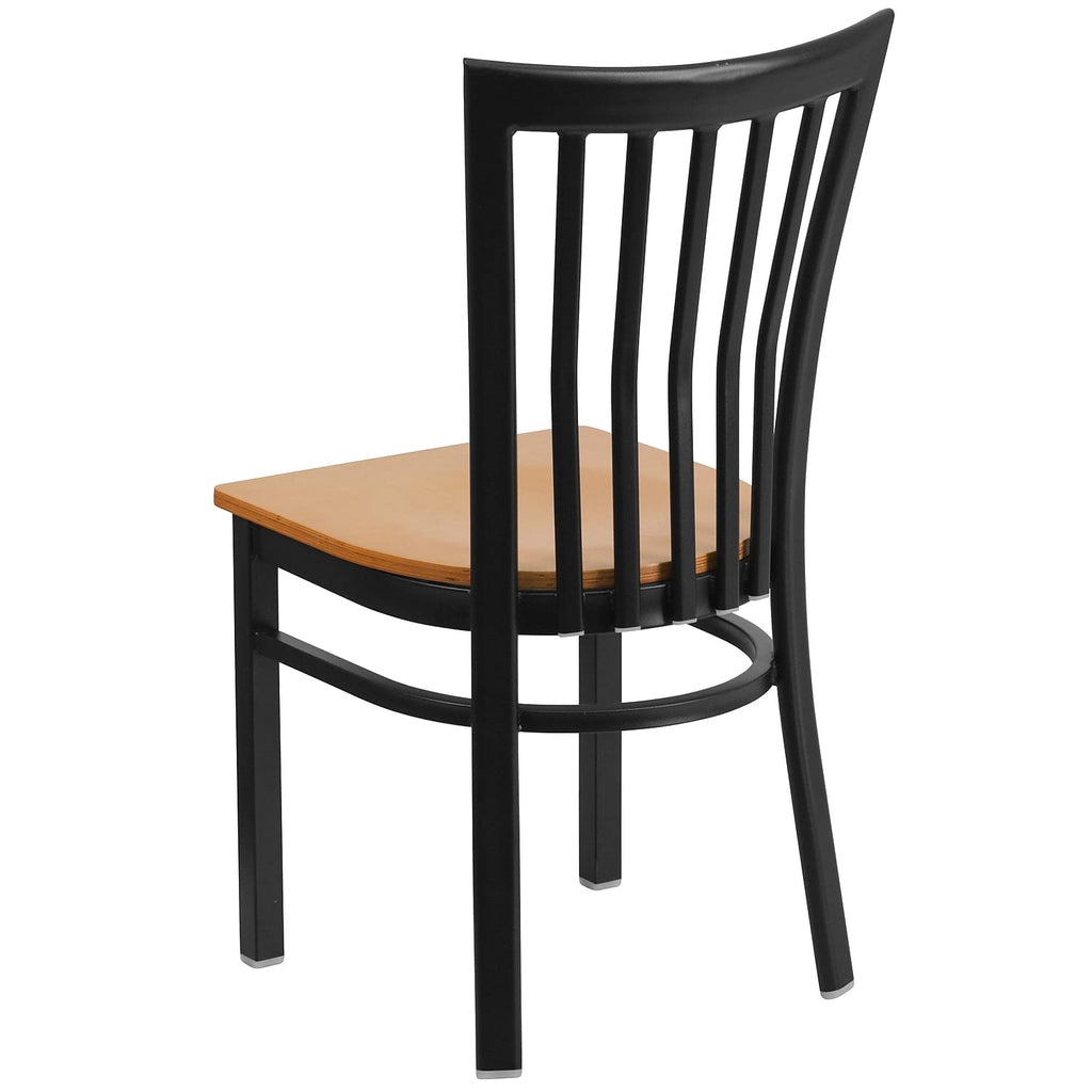 Flash Furniture HERCULES Series Black School House Back Metal Restaurant Chair - Natural Wood Seat