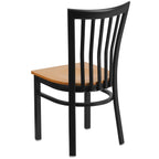 Flash Furniture HERCULES Series Black School House Back Metal Restaurant Chair - Natural Wood Seat