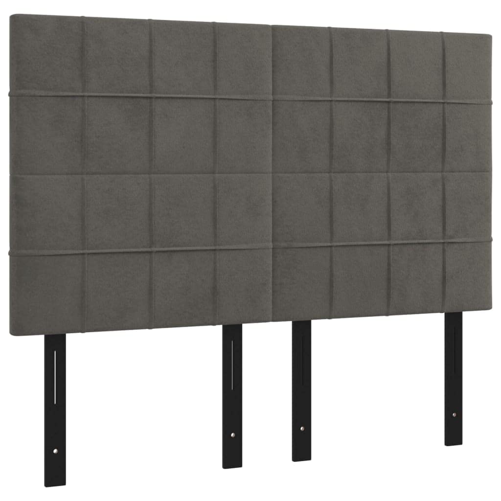 Vidaxl Velvet Headboards In Dark Gray, Set Of 4, Classic Design, Engineered Wood & Solid Larch Wood, Foam Filled, Suitable For All Bedrooms