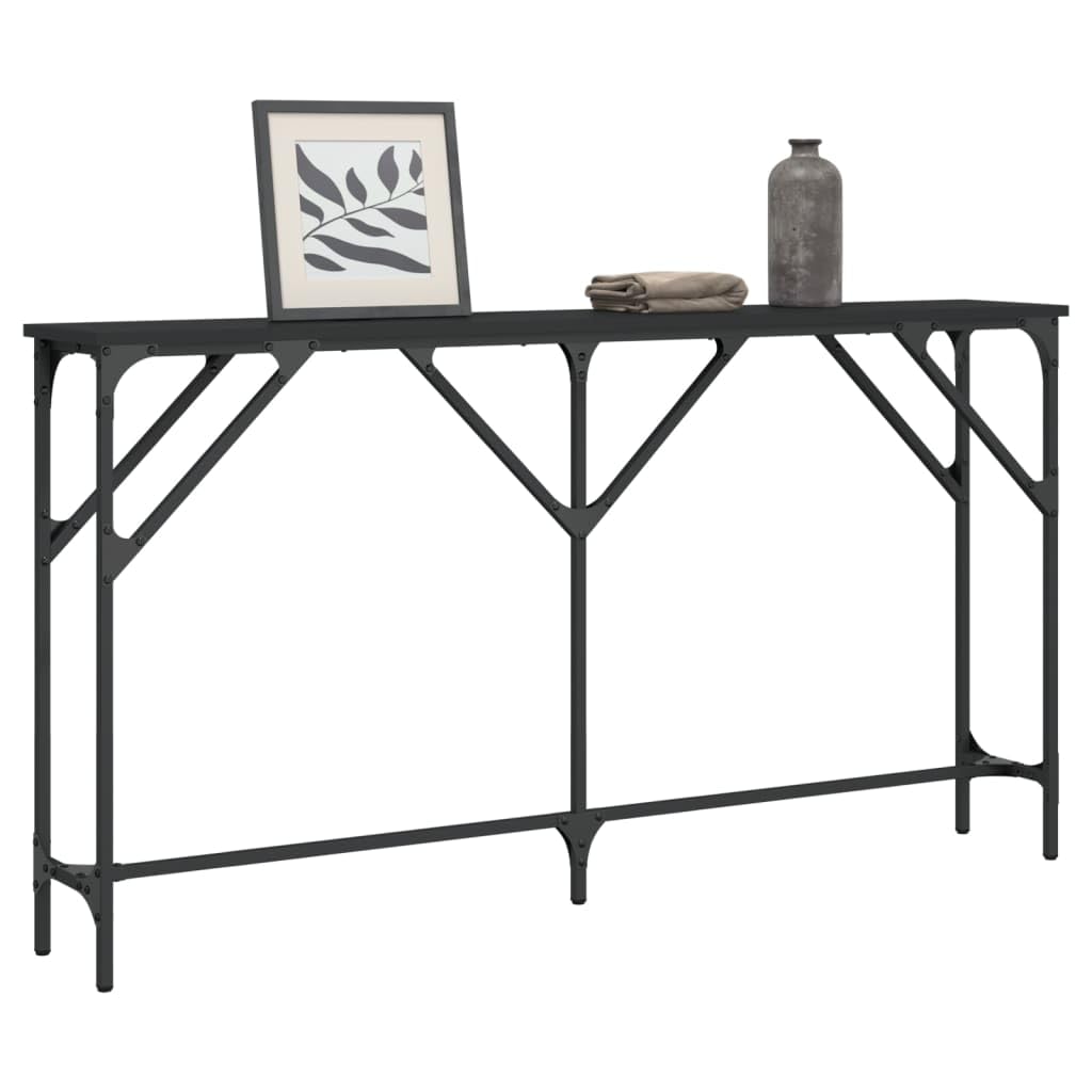 vidaXL Console Table in Black - Engineered Wood and Metal - Industrial Style - Sturdy & Adjustable Design for Entryway, Living Room, Hallway Decor
