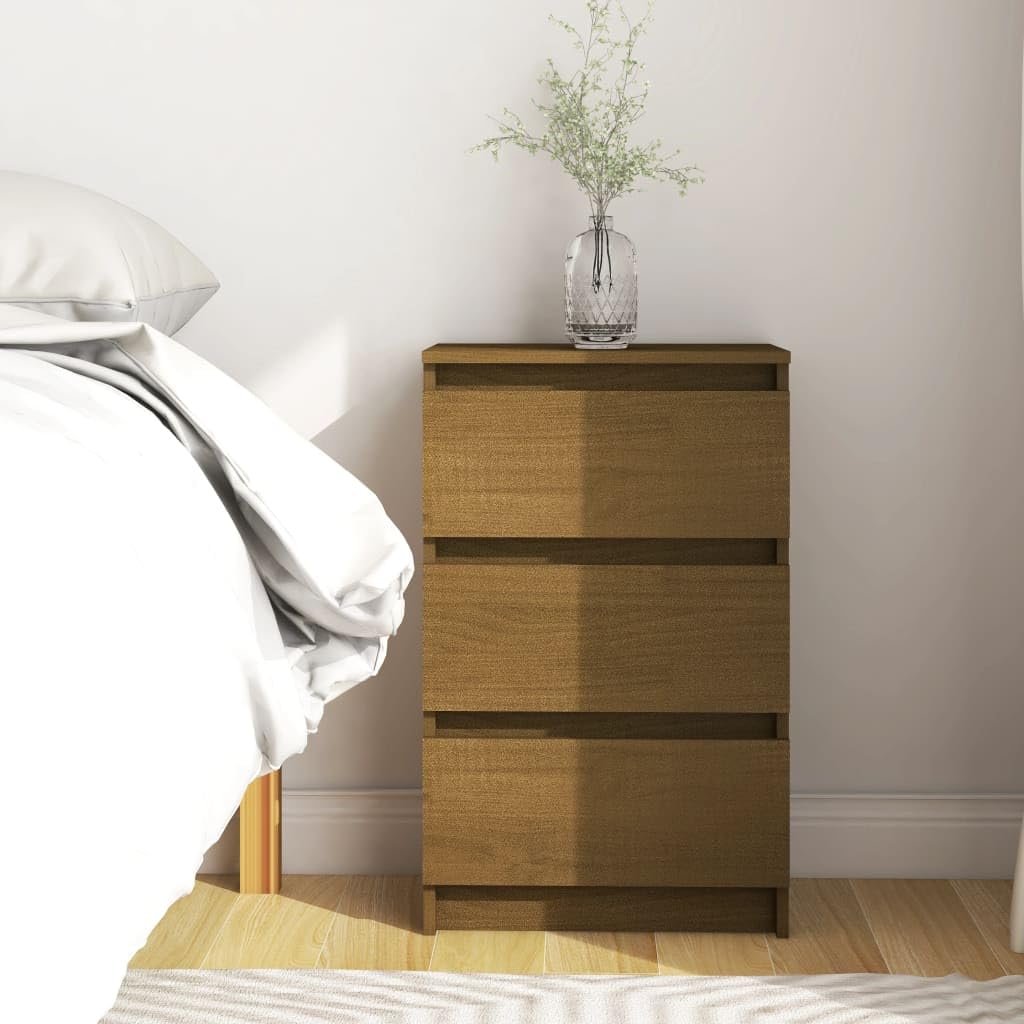 vidaXL Bedside Cabinet Honey Brown 15.7&quot;x11.6&quot;x25.2&quot; Solid Wood Pine