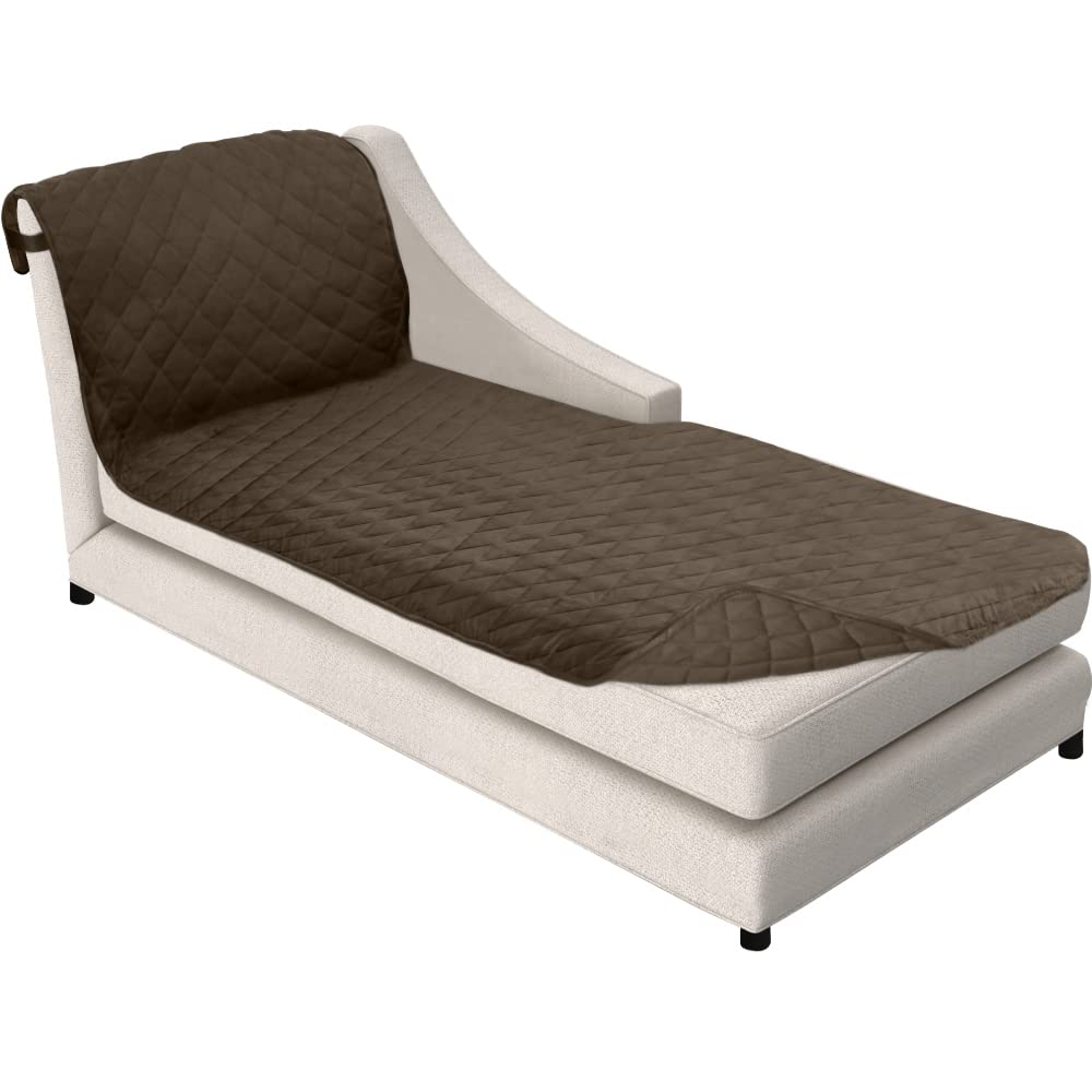 Sofa Shield Patented Chaise Slip Cover, Large Cushion Protector, Reversible Stain And Dog Tear Resistant Slipcover, Quilted Micr