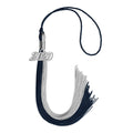 Endea Graduation Double Color Tassel with Silver Date Drop (Dark Navy Blue/Grey, 2020)
