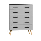 Woodpeckers Furniture And Mattress Eli Mid-Century Modern 5 Drawer Chest (Black & Light Gray)
