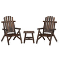 vidaXL Patio Lounge Set 3 Piece - Solid Spruce Wood Set - Comfortable Armrests Adirondack-Style Backrests - Durable Tabletop - Easy Assembly - Brown Dark Finish
