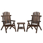 vidaXL Patio Lounge Set 3 Piece - Solid Spruce Wood Set - Comfortable Armrests Adirondack-Style Backrests - Durable Tabletop - Easy Assembly - Brown Dark Finish