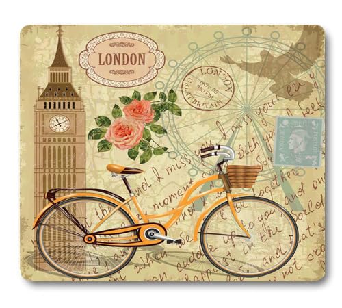 Wknoon Vintage Oriental Persian Floral Mouse Pad, Retro Classic Flowers Design Black Beige Mouse Pads Custom