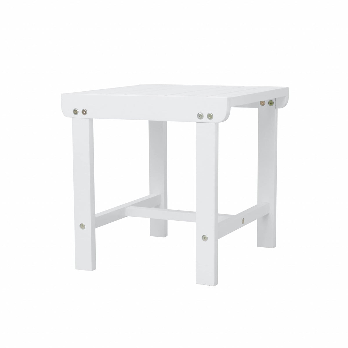 HomeRoots White Painted Acacia White Outdoor Wooden Side Table