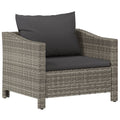 vidaXL Modern Patio Lounge Set - Gray Poly Rattan Garden Armchair with Cushion and Assembly Manual - Durable with Powder-Coated Steel Frame