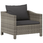vidaXL Modern Patio Lounge Set - Gray Poly Rattan Garden Armchair with Cushion and Assembly Manual - Durable with Powder-Coated Steel Frame