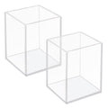 Ptaedex 2 Pack Acrylic Pen Pencil Holder, Clear Makeup Brush Holder Cup Storage Office Desktop Desk Table Stationery Organizer
