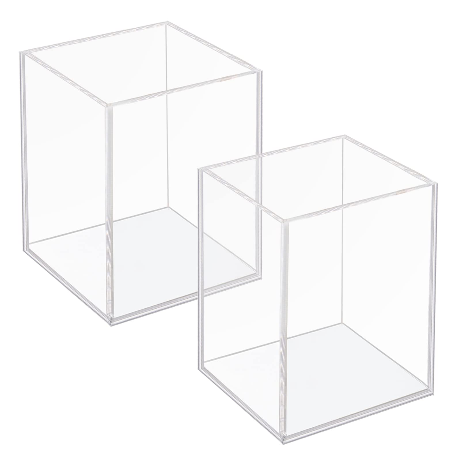 Ptaedex 2 Pack Acrylic Pen Pencil Holder, Clear Makeup Brush Holder Cup Storage Office Desktop Desk Table Stationery Organizer