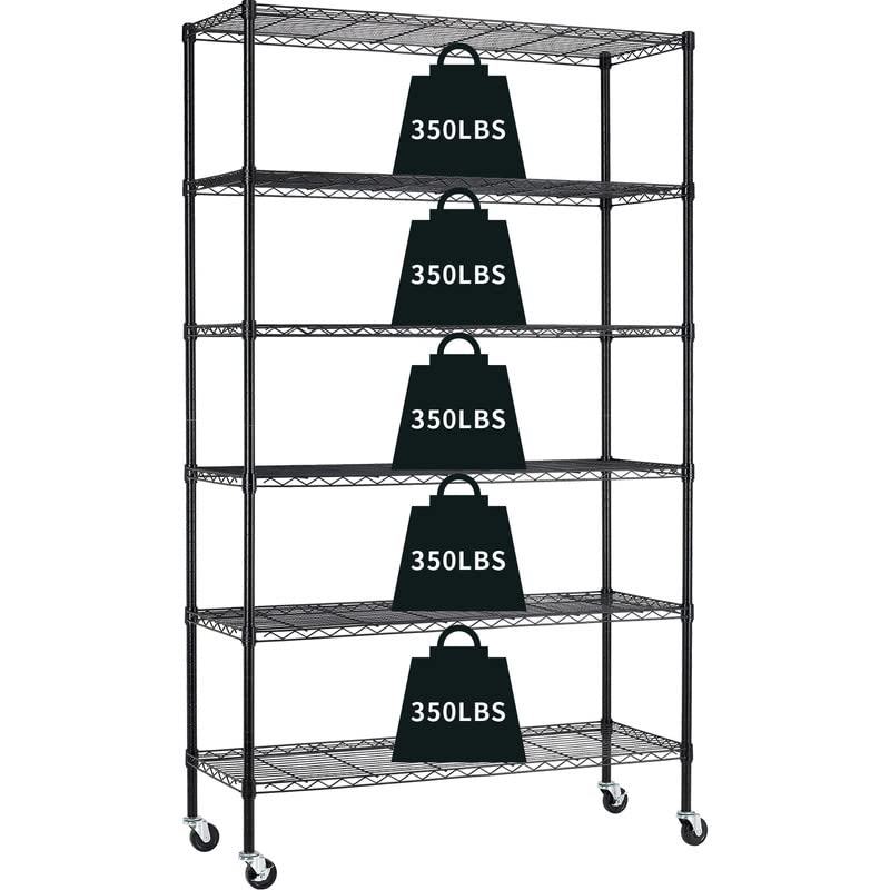 MGHH 6-Tier Storage Shelf, Wire Shelving on Casters, NSF Height Adjustable Heavy Duty Metal Rack with Wheels for Office Bathroom