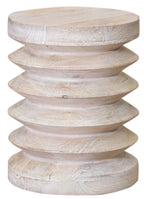HomeRoots Whitewash Modern Natural Mango Accordian Style Wood Side Table