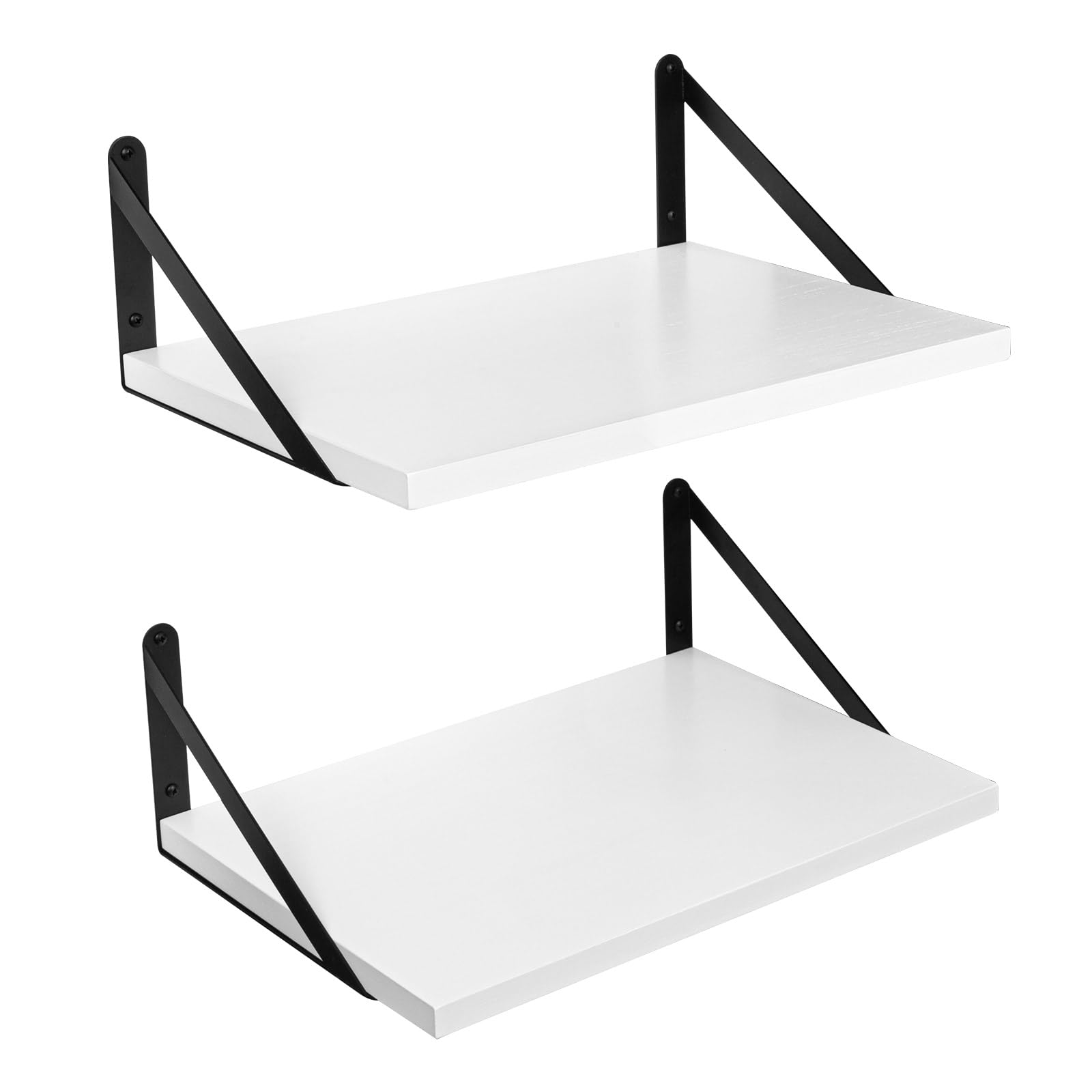 SAUMONIERES Floating Shelves Wall Bookshelf for Bedroom Bathroom Living Room Wood Wall Mounted Wide Deep Storage, White Painted 