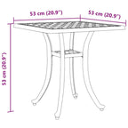 vidaXL Cast Aluminum Patio Table in White - 20.9"x20.9" for Outdoor/Garden/Living Space, Square Metal Table with Decorative Patterns, Lightweight