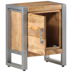 vidaXL Industrial Bedside Cabinet/Nightstand – 15.7"x11.8"x19.7" Rough Mango Wood & Gray Iron Frame - Bedroom Storage Design with Large Compartment