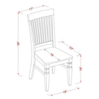 East West Furniture Weston Dining Room Slat Back Wood Seat Chairs, Set of 2, WEC-WHI-W