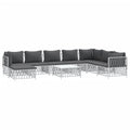 vidaXL 9 Piece White Patio Lounge Set - Stylish Outdoor Sofa Set with Cushions, Powder-Coated Steel Frame, Modular Design, Easy to Assemble, Modern Style, Ideal for Garden, Patio.