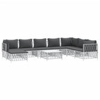 vidaXL 9 Piece White Patio Lounge Set - Stylish Outdoor Sofa Set with Cushions, Powder-Coated Steel Frame, Modular Design, Easy to Assemble, Modern Style, Ideal for Garden, Patio.