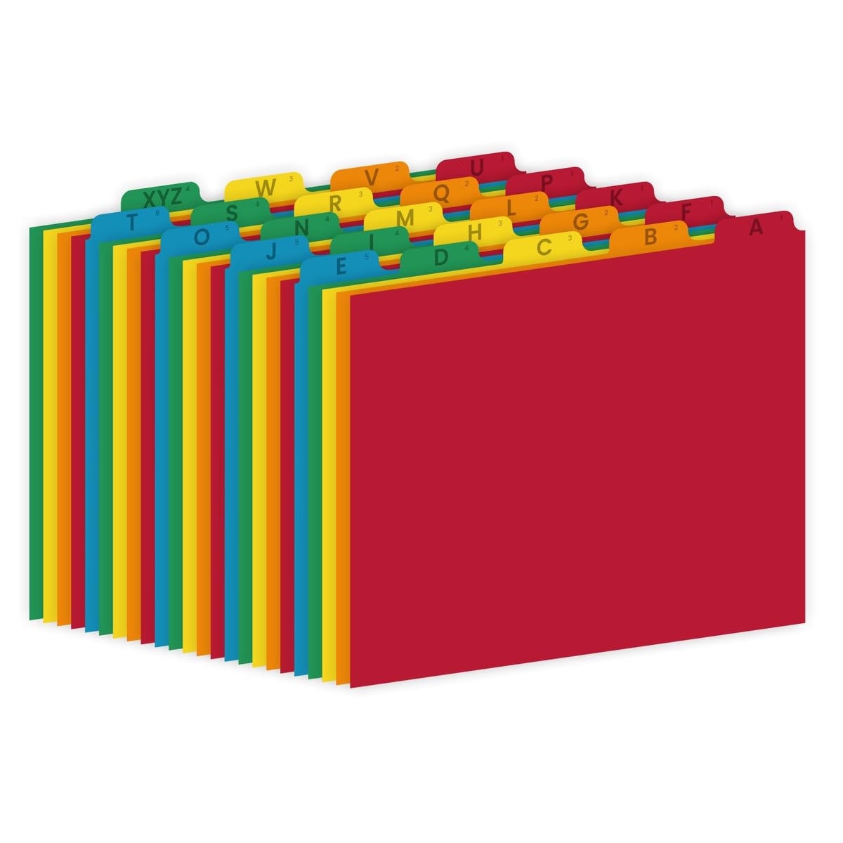 Extric Alphabetical File Organizer, 25 Alphabet Dividers With Tabs Letter Size File Cabinet Dividers, A-Z Manila Guides 5 Assort