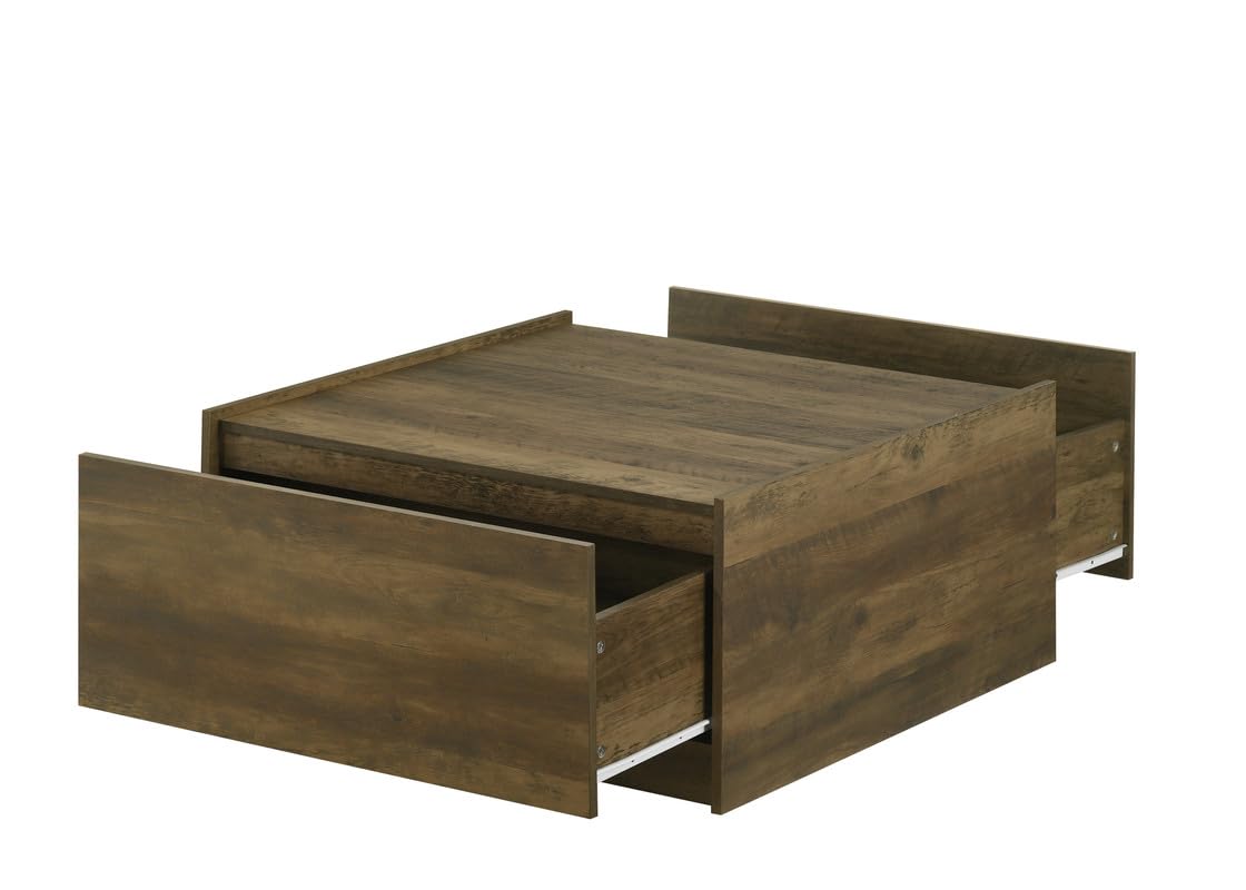 LILOLA LIVING Travon 31.5&quot; W Oak Finish Square Coffee Table with 2 Drawers