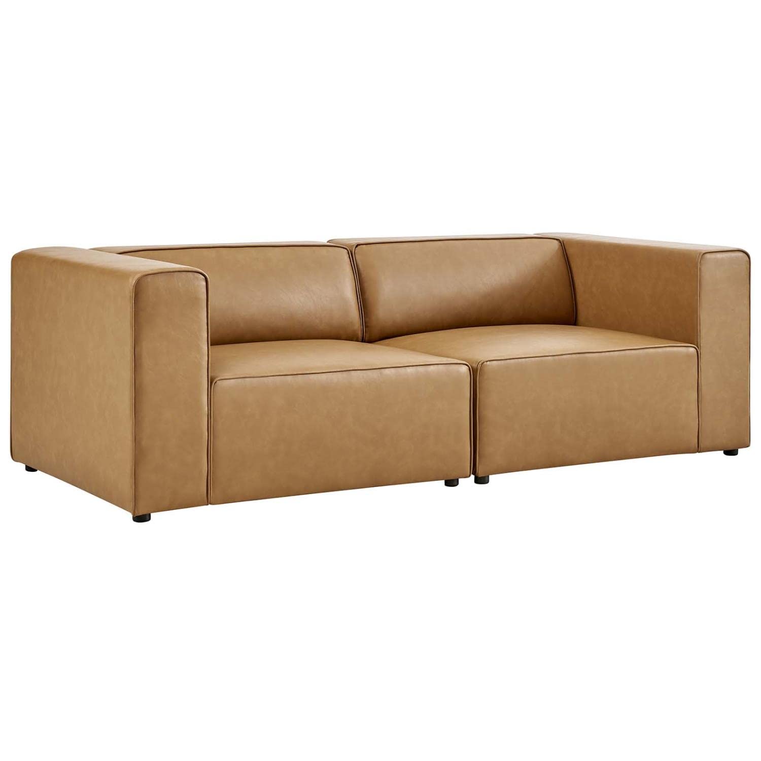Modway Mingle Vegan Leather 2-Piece Sectional Loveseat in Tan