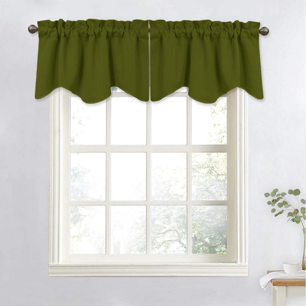 Nicetown Camper Rv Curtain Valance For Window Decor - 52 Inches By 18 Inches Solid Scalloped Valance For Bedroom/Kitchen/Living