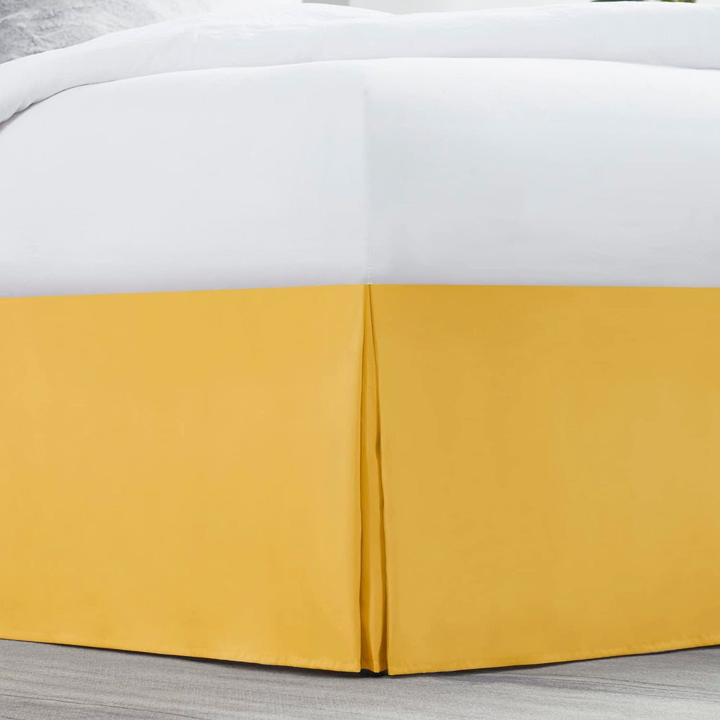 Nestl Yellow Twin Bed Skirt - Twin Size Bed Skirt 14 Inch Drop - Brushed Microfiber Bed Skirts - Hotel Quality Pleated Bed Skirt - Shrinkage & Fade Resistant