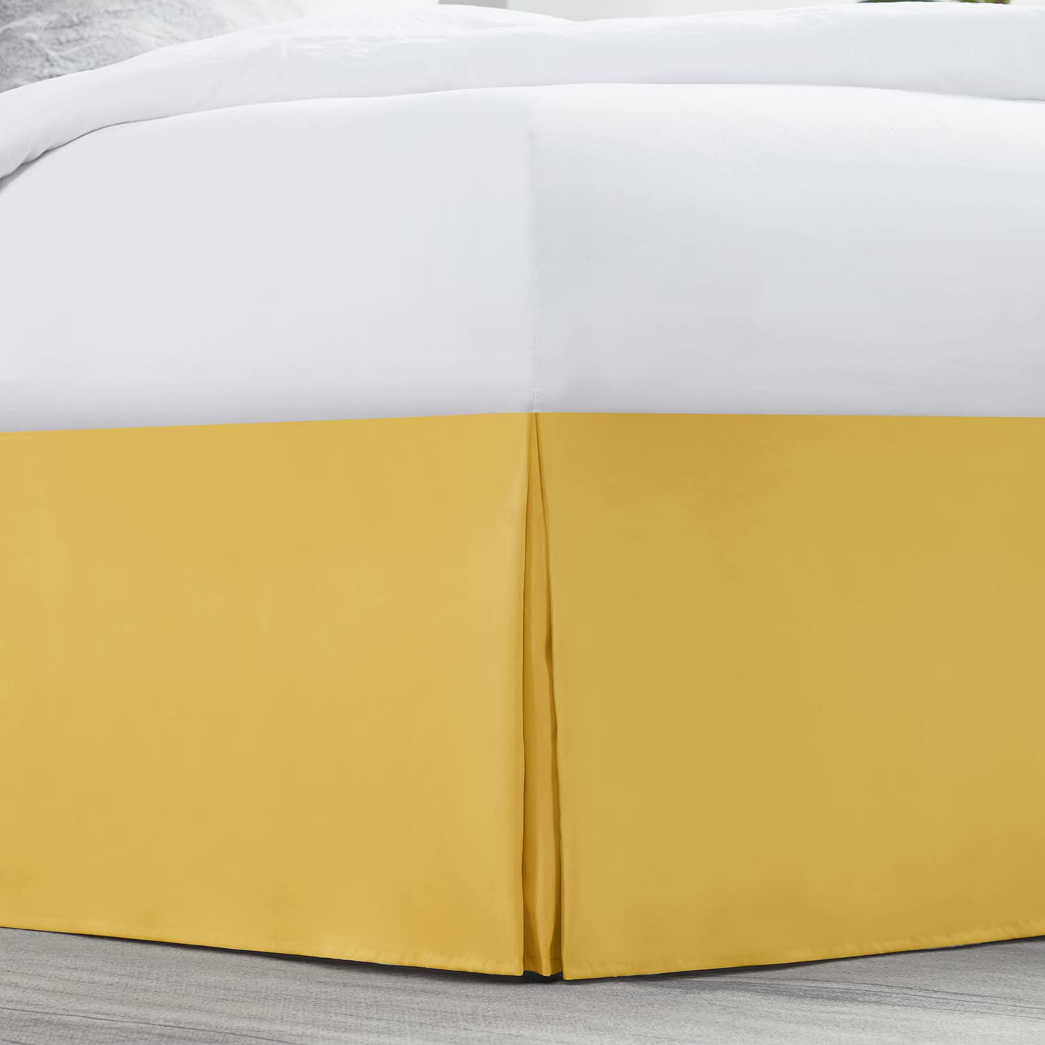 Nestl Yellow Twin Bed Skirt - Twin Size Bed Skirt 14 Inch Drop - Brushed Microfiber Bed Skirts - Hotel Quality Pleated Bed Skirt - Shrinkage & Fade Resistant