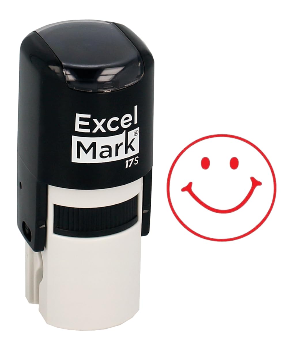 Round Teacher Stamp - Smiley Face 1 - Red Ink