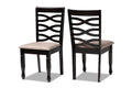 Baxton Studio Lanier Modern and Contemporary Sand Fabric Upholstered Dark Brown Finished 2-Piece Wood Dining Chair Set