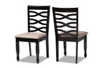Baxton Studio Lanier Modern and Contemporary Sand Fabric Upholstered Dark Brown Finished 2-Piece Wood Dining Chair Set