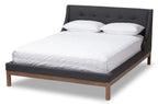 Baxton Studio Louvain Modern and Contemporary Dark Grey Fabric Upholstered Walnut-Finished Full Sized Platform Bed