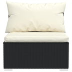 vidaXL 14 Piece Patio Lounge Set with Cushions - Black Poly Rattan Garden Sofa Set with Comfortable Seat and Back Cushions, Modular Outdoor Furniture with Easy-to-Clean Design