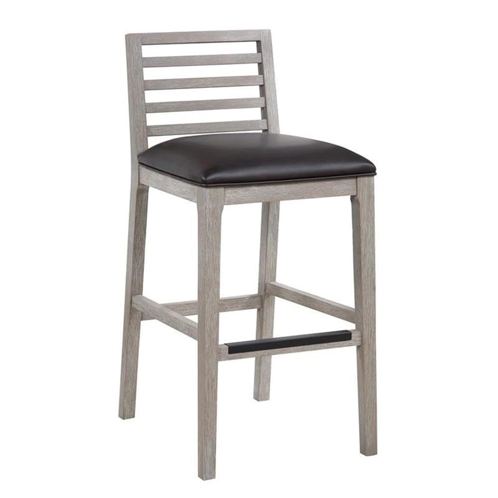 American Woodcrafters Siri Solid Wood Gray with Brown Bonded Leather Bar Stool