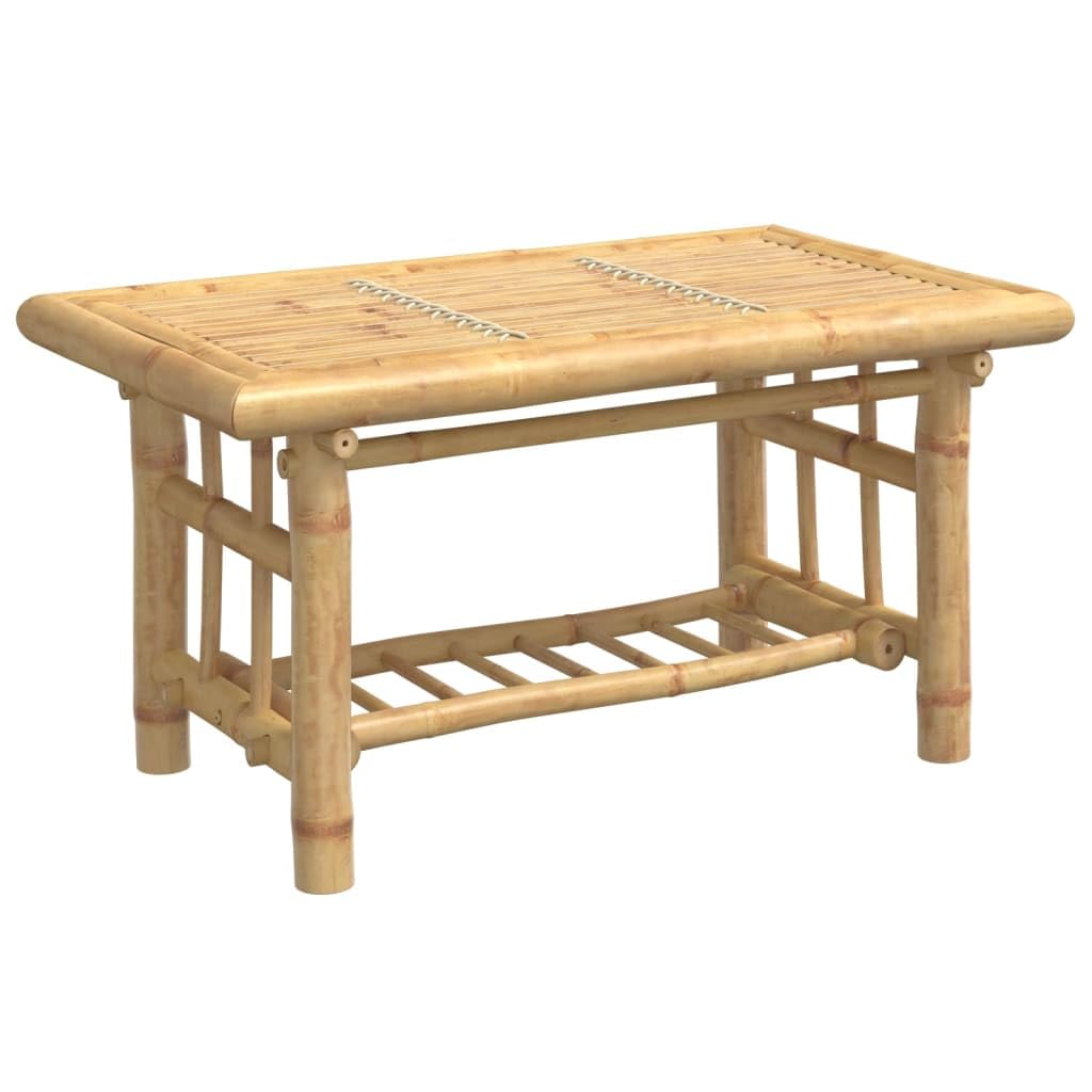 vidaXL Bamboo Coffee Table with Storage Shelf - Thumbnail 2