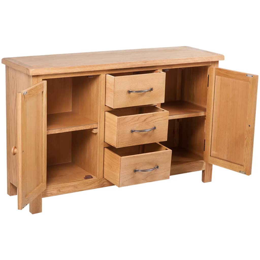 vidaXL Solid Oak Sideboard w/ 3 Drawers 2 Doors Side Storage Cabinet Cupboard