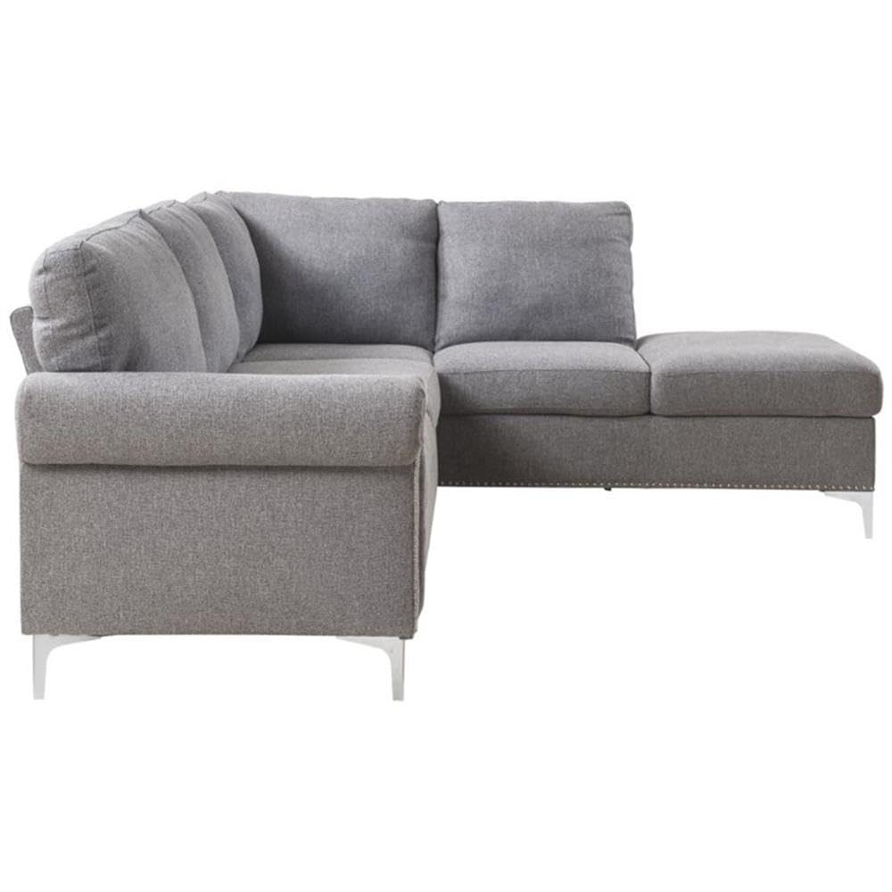 Acme Melvyn Sectional Sofa in Gray Fabric