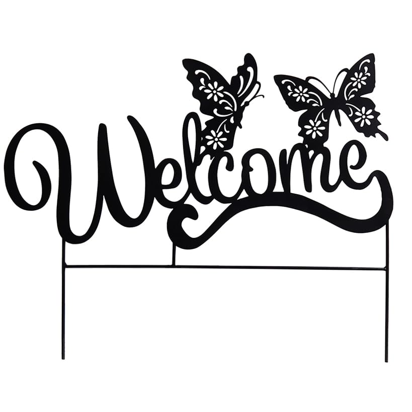 Welcome Silhouette Garden Stake - Butterfly