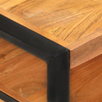 vidaXL Rustic Coffee Table - Solid Acacia Wood and Iron Frame, with 2 Storage Layers, Brown, Unique Natural Finish, Stable and Durable, for Living Room, Lounge, Indoors