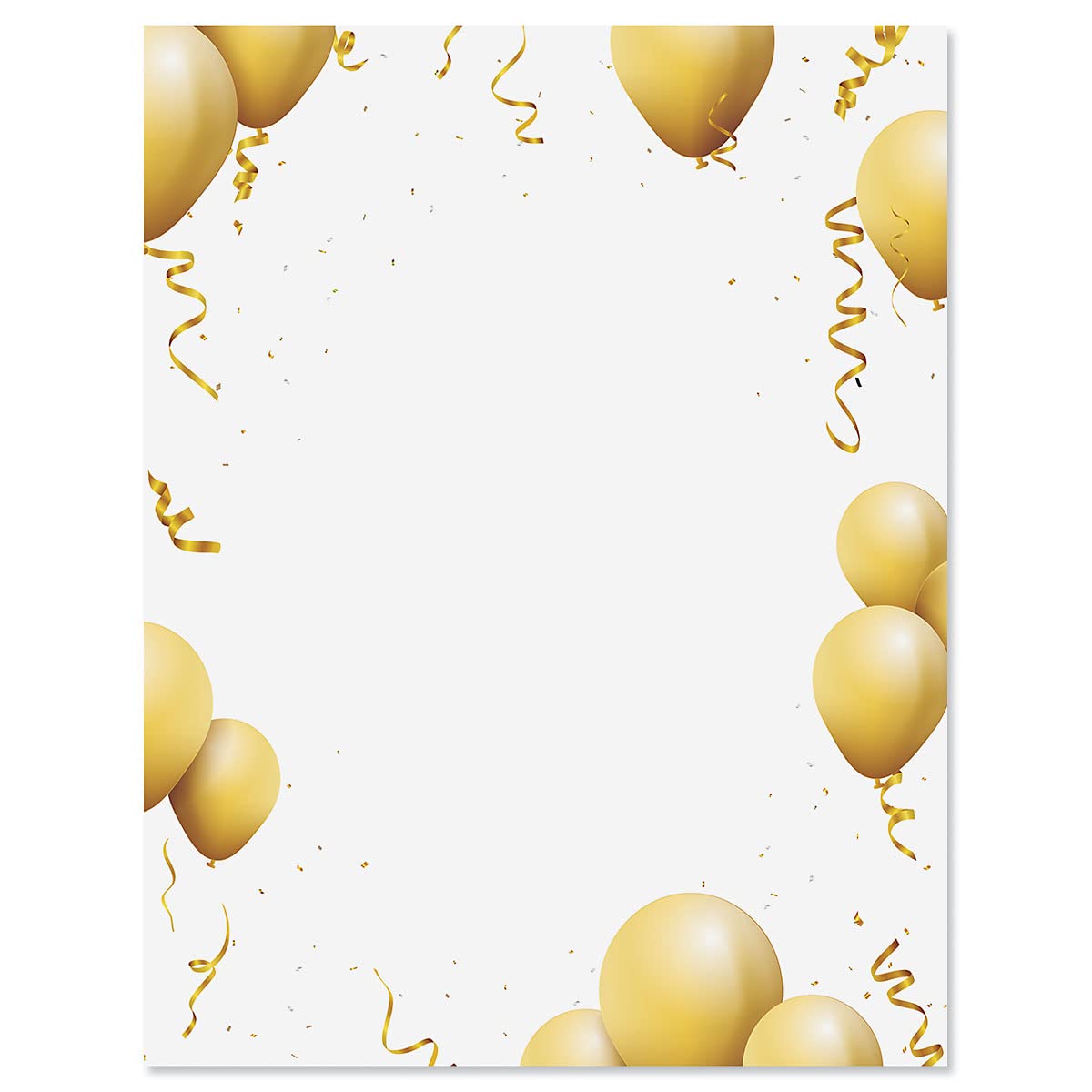 Current Gold Balloons Anniversary Letter Paper - Birthday Stationery Papers With Decorative Border Designs, Printable Holiday, W