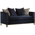 Acme Phaedra Loveseat With 4 Pillows In Blue Fabric
