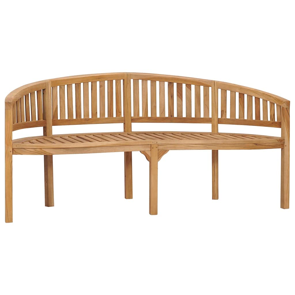 vidaXL Banana Bench, Indoor/Outdoor Seat for Entryway Patio Garden, Fine Sanded Finish, Durable Material, Solid Teak Wood 26" x 70.9" x 33.9" Brown
