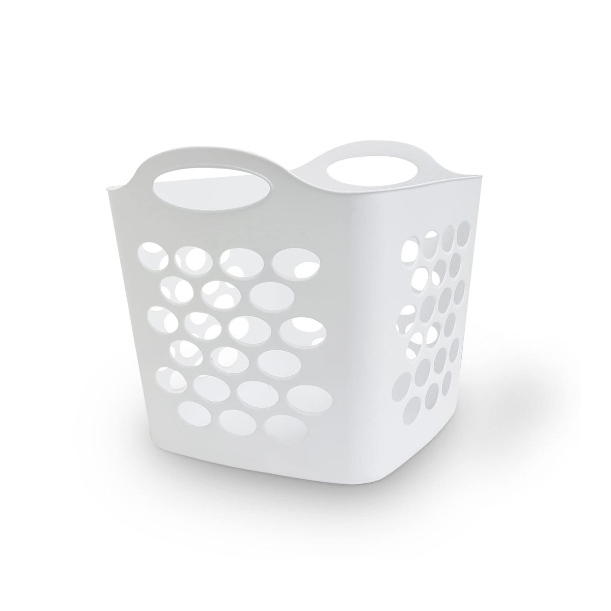 SEDLAV Plastic Laundry Basket, White, Flexible Hamper, Ideal for Laundry Room, Organizer, Storage, Closet, Dorm, EasytoCarry H